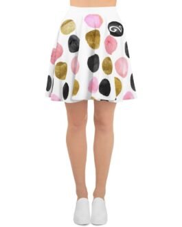 SPILGERY x Dots / Skater Skirt for Women x Pink on White