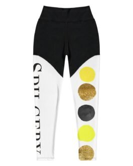 SPILGERY x Dots / Sports Leggings for Women x Yellow on Black-White #1